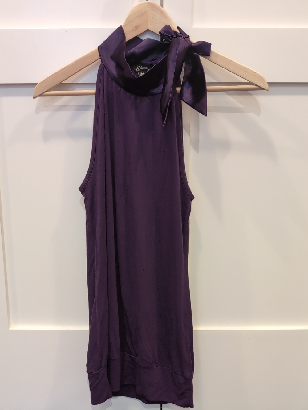 Guess Sleeveless Tie-Neck Tank Top in Deep Purple